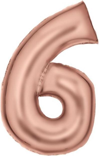 Amscan Palloncino Numero Oro Rosa Numero 6 Silk Shine - 86 cm - Vuoto (1 x)