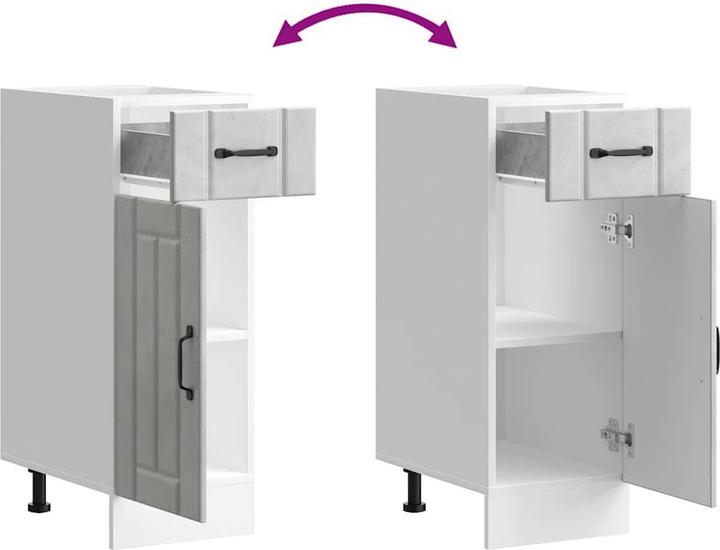 Produktbild vidaXL Küchen-Unterschrank Lucca Betongrau Holzwerkstoff Spülenunterschrank (30 x 46 x 81.5 cm)