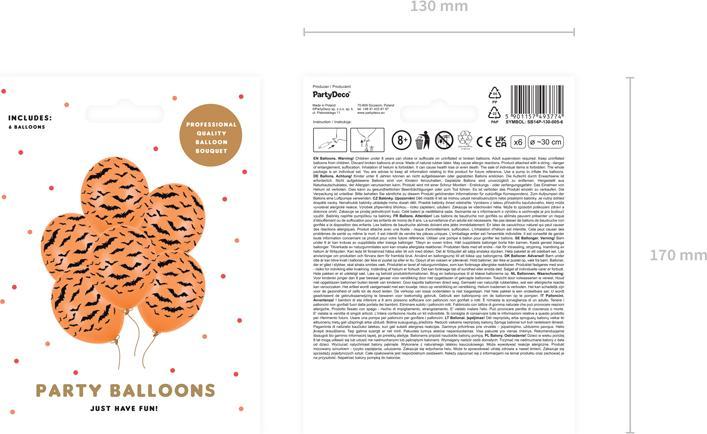 Produktbild Partydeco Orangefarbene Fledermaus-Luftballons (6 Stk) (6 x)