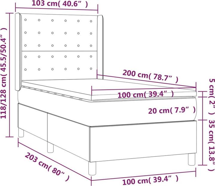 Produktbild vidaXL Boxspringbett (100 x 200 cm)