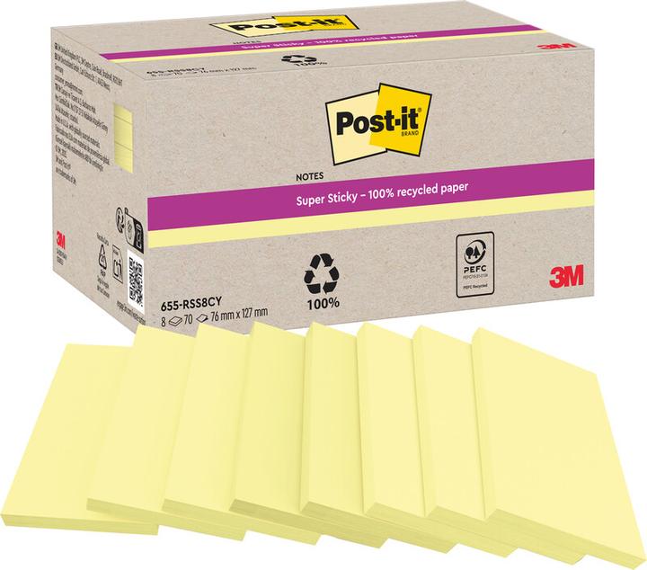 Produktbild Post-it Super Sticky Haftnotizen Recycling Sparbox