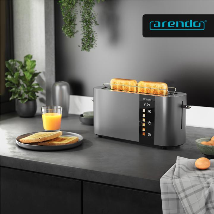 Actual product image Arendo Toaster Edelstahl 2 Scheiben Langschlitz, Restzeit & Bräunungsgradanzeige, Touch Display, 1000 W
