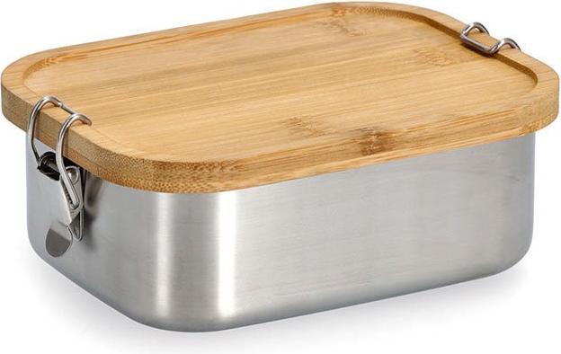 Zeller Present Scatola per il pranzo con. Chiusura a clip, acciaio inox/bambù