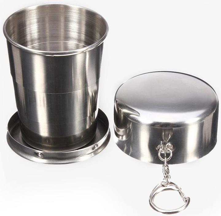Actual product image König Design Mini Mug Collapsible Stainless Steel Folding Mug Cup Tent Camping Hiking