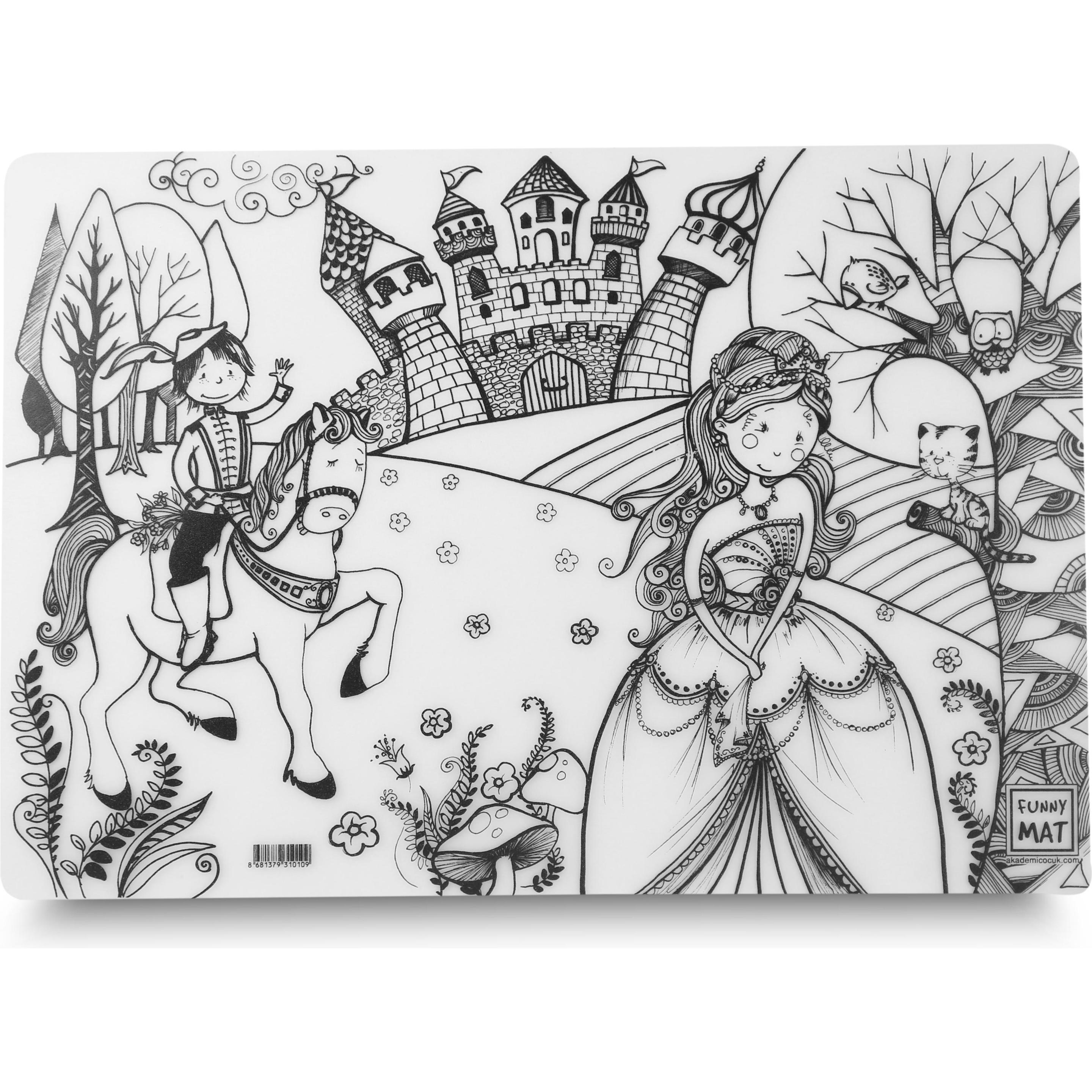 Funny Mat, Unterlage, Abwaschbare Malmatte Der Prinz und die Prinzessin (48 x 33.5 cm)
