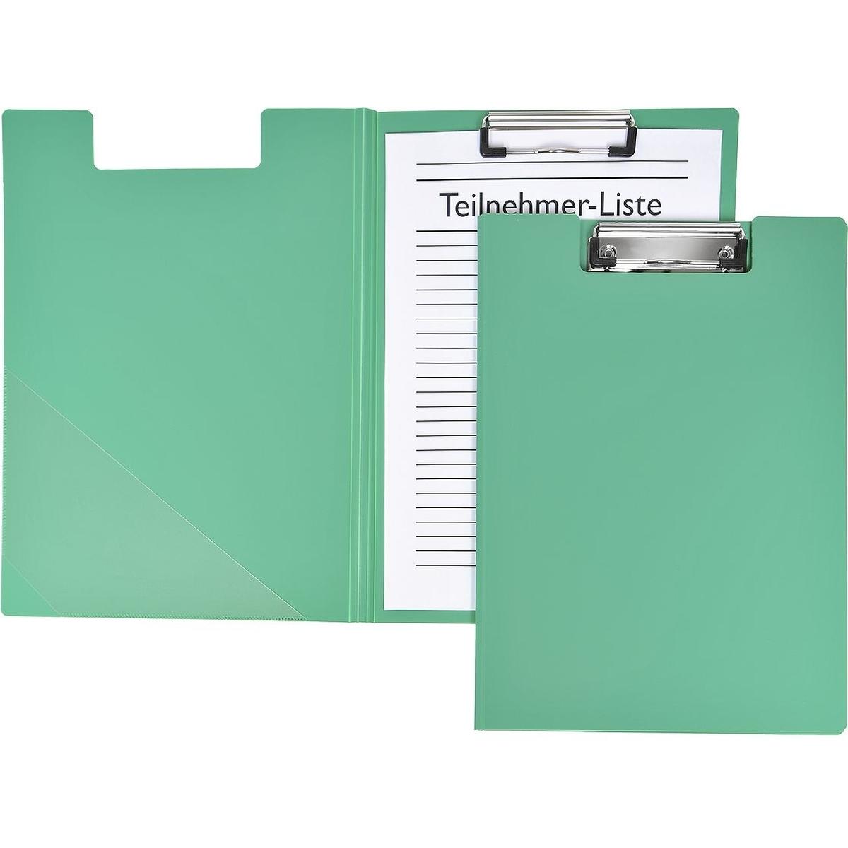 15x Foldersys, Unterlage, Klemmbrett-Mappe A4, Klemme mit Kunststoffecken, Dreiecks-Klarsichttasche innen, Farbauswahl, ...
