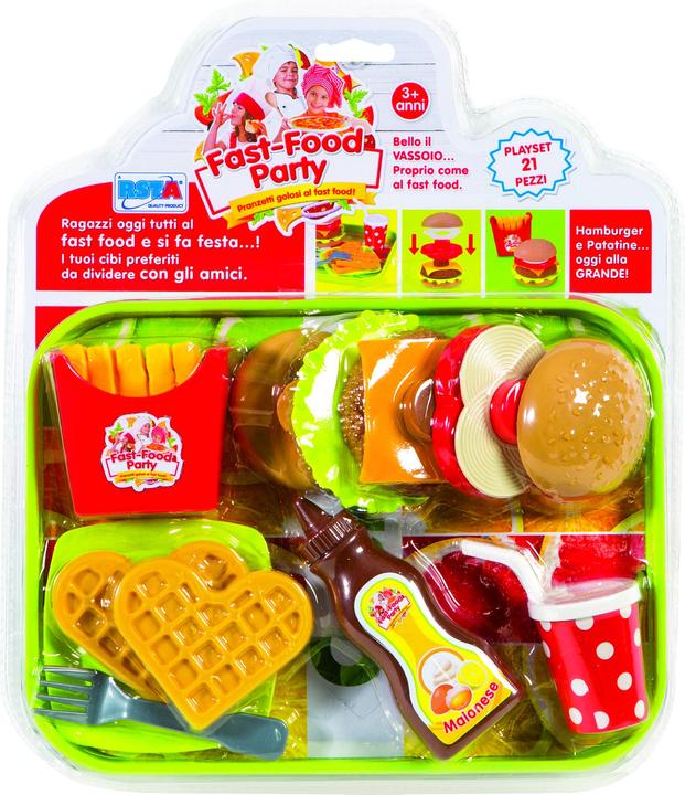 Rs Toys Fast Food Party - Playset Vassoio con 21 Pezzi