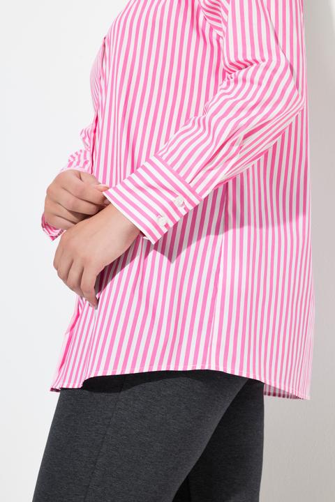 Immagine prodotto Ulla Popken Blusa elasticizzata con righe, collo da camicia e maniche lunghe (42, 44)