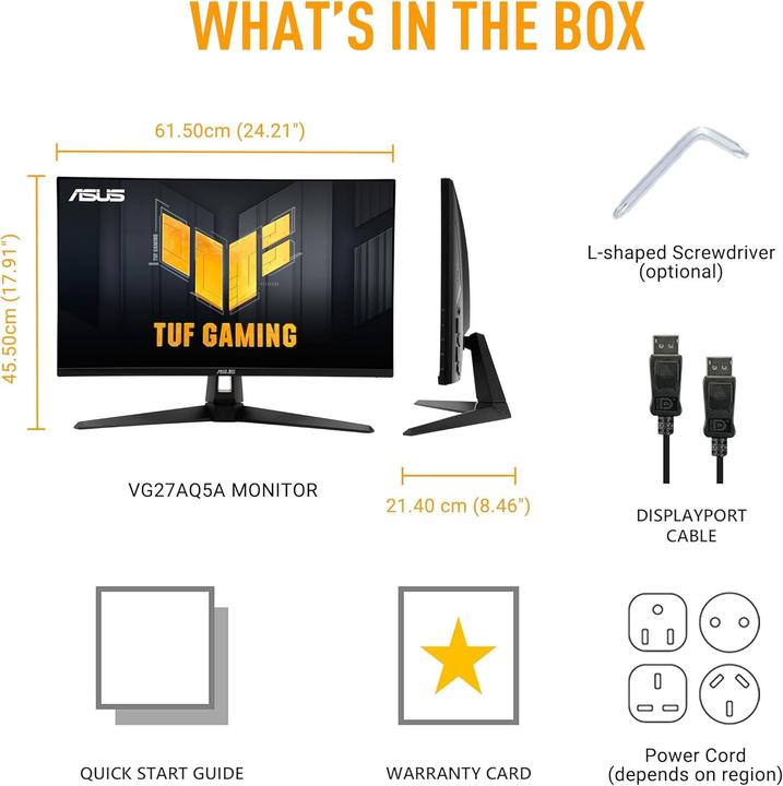 Immagine prodotto ASUS TUF Gaming VG27AQ5A Gaming Monitor (2560 x 1440 pixel, 27")