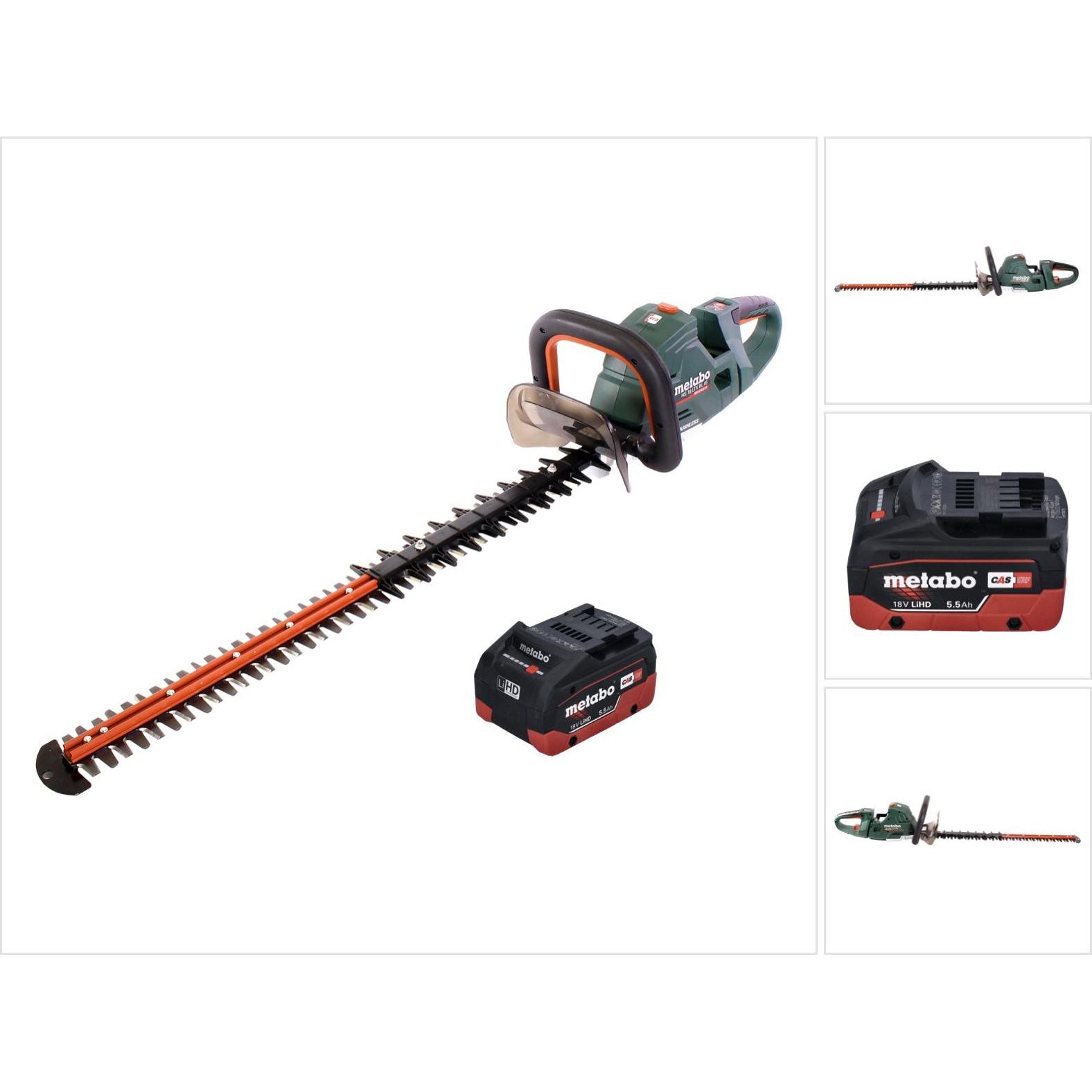 Metabo, Heckenschere, HS 18 LTX BL 75 Akku Heckenschere 18 V 75 cm Brushless + 1x Akku 5,5 Ah - ohne LadegerÃ¤t