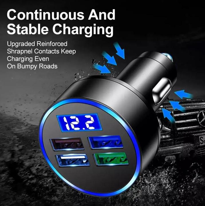 Actual product image PhoneLook Adaptateur de charge 15W allume-cigare 5en1 USB & USB-C avec affichage LED QuickCharge 3.0
