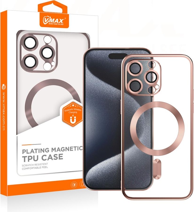 Produktbild Vmax Galvanische TPU Hülle für iPhone 15 Pro Max 6,7" gold rose (Apple iPhone 15 Pro Max)