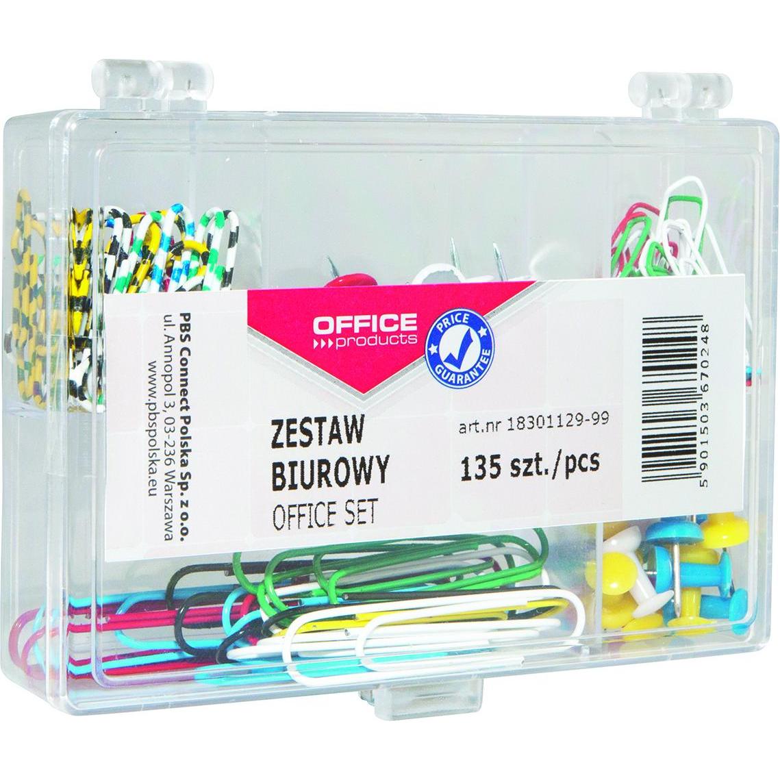 Office Products, Graffette, Set da ufficio (chiodini, graffette) 135 pezzi (135 x)