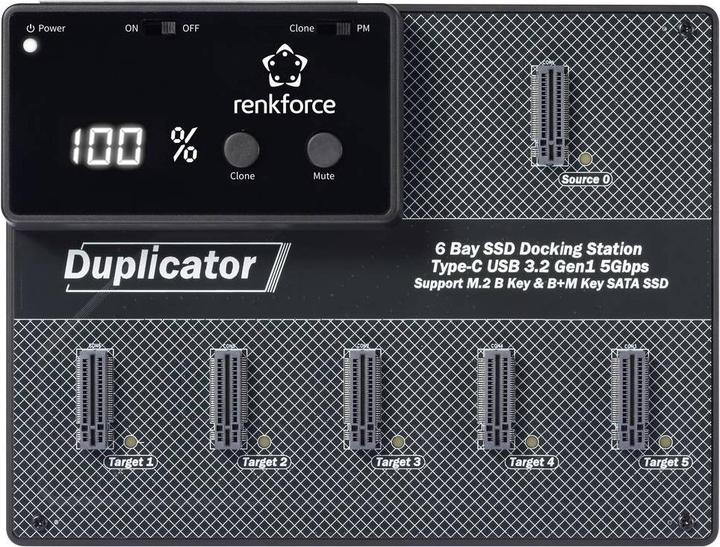 Actual product image Renkforce RF-6BDS-350 5fach Festplatten-Kopierstation M.2 SATA 6 Gb/s, USB-C®