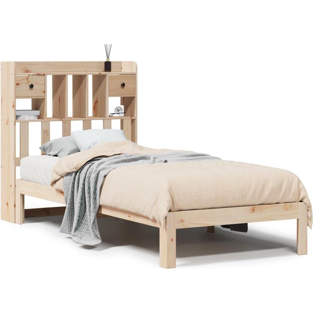 VidaXL, Bett, Massivholzbett Holzbett Bett mit Regal ohne Matratze 75x190cm Kiefer (75 x 190 cm)