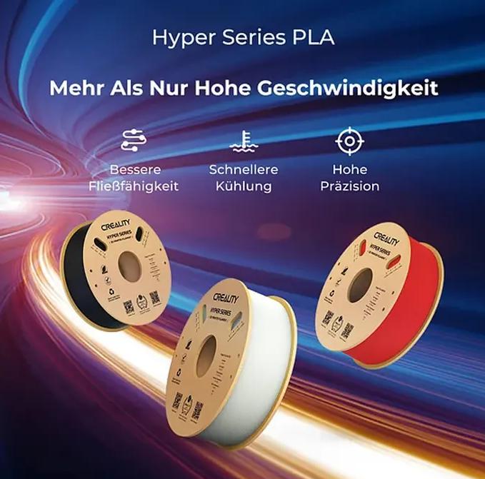 Image du produit Creality Filament PLA Hyper, noir, 1.75 mm, 1 kg (PLA, 1.75 mm, 1000 g, Noir)