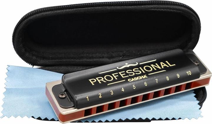 Produktbild Professional Blues Harmonica in A (incl. case and cleaning cloth) (Mundharmonika, Diatonisch, A-Dur)