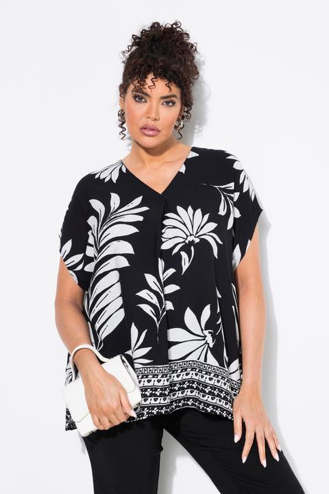 Actual product image Ulla Popken Striped Hem Floral Blouse (42, 44)