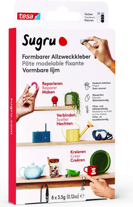 Produktbild Sugru by tesa Sugru 8x Formbarer Allzweckkleber, vielseitige Klebeknete zum Dekorieren, Kleben & Reparieren (24 g)