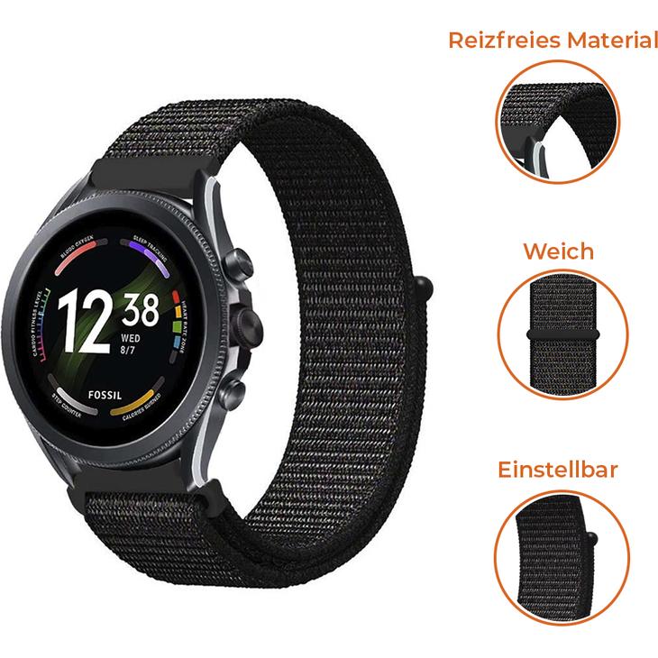 Strap-it Nylonarmband (Nylon), Uhrenarmband, Schwarz