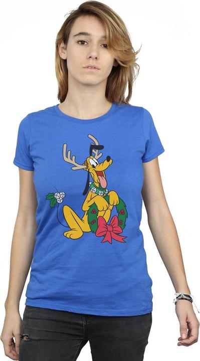 Actual product image Disney Womens/Ladies Pluto Christmas Reindeer Cotton T-Shirt (M)