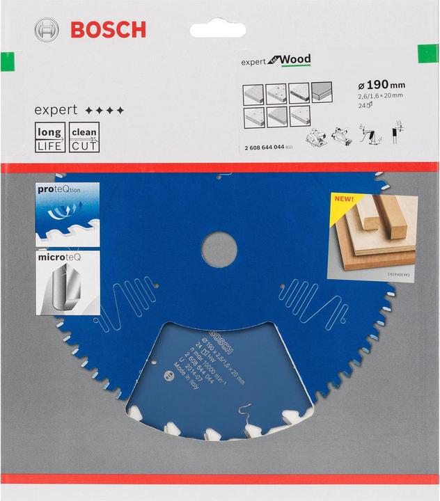 Produktbild Bosch Professional Zubehör Kreissägeblatt Expert for Wood, 190 x 20 x 2,6 mm, 24