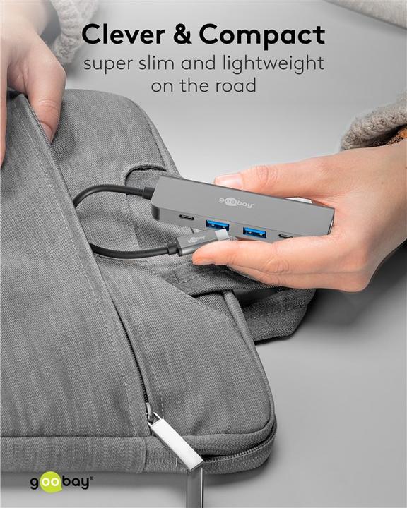 Immagine prodotto Goobay Slim 5-Port USB-Hub mit HDMI, 5 Gbit/s (USB-C, 5 porte)