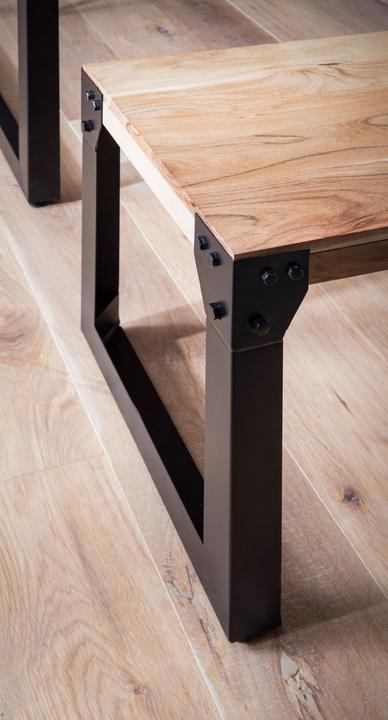 Actual product image FineBuy Esszimmerbank Sitzbank Akazie Massivholz Essbank Industrial Holzbank (120 cm)