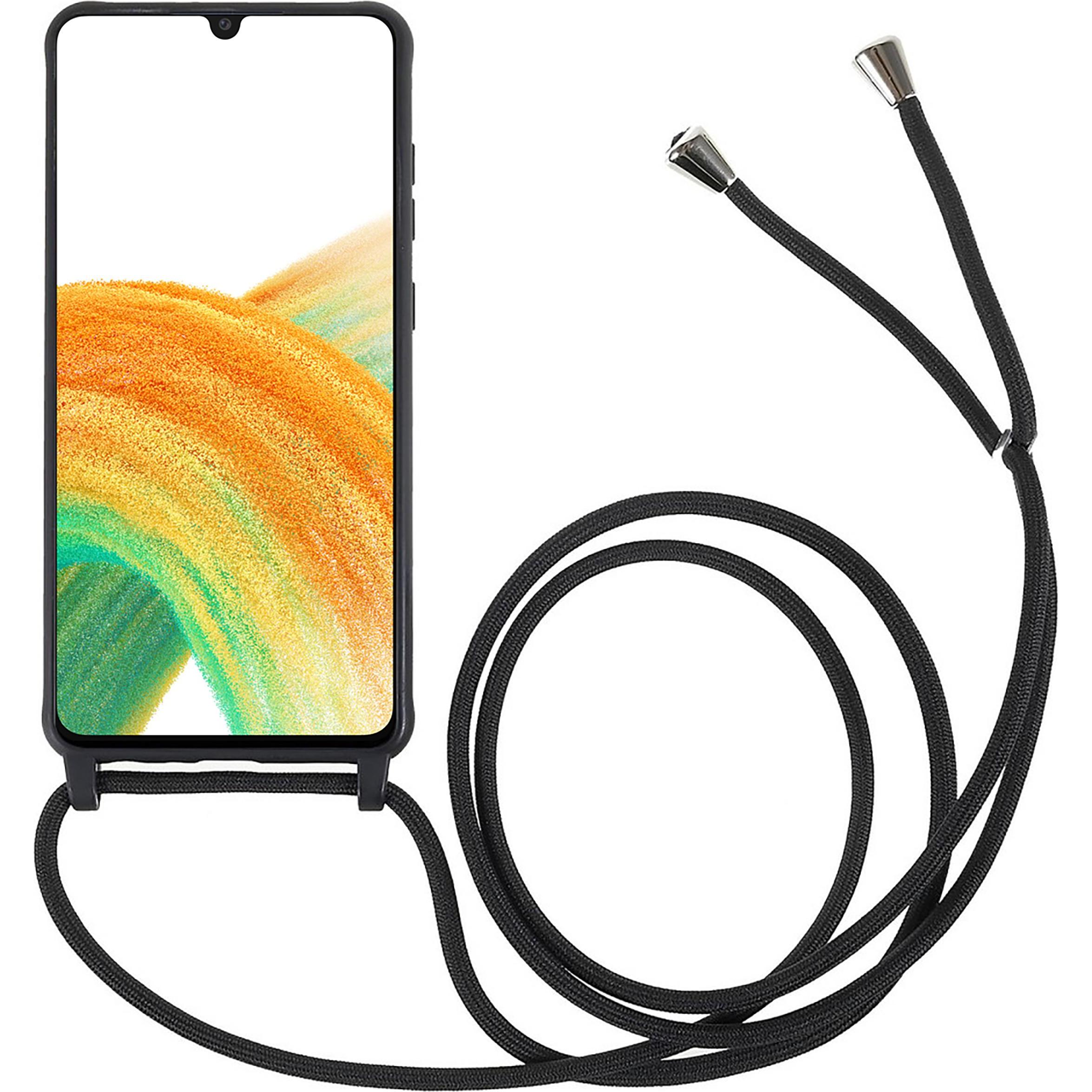 Thumbnail - Cazy Handykette Hülle Kompatibel mit Samsung Galaxy A33 - Silikon Handyhülle mit Band Necklace Hülle -, Handykette, Schw...