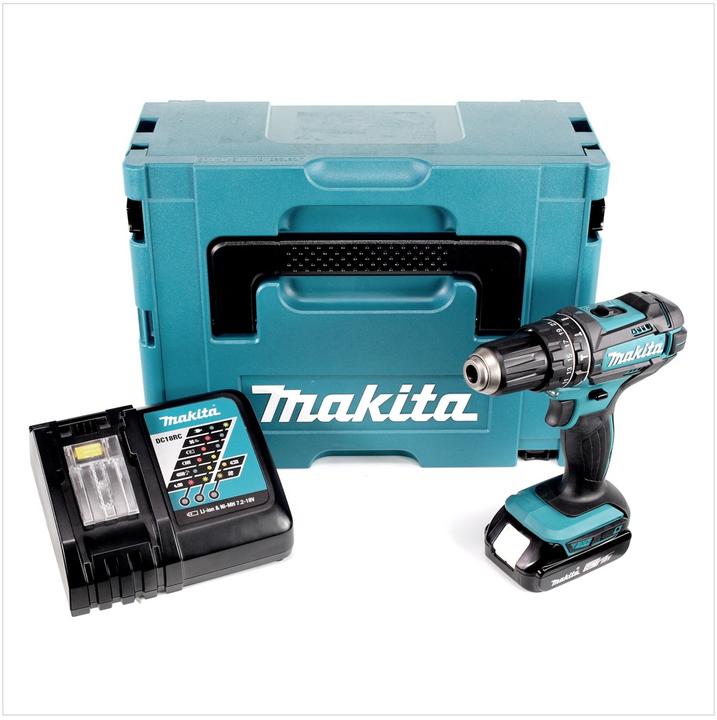 Actual product image Makita DHP 482 RA1J Battery impact drill 18 V 62 Nm + 1x battery 2.0 Ah + charger + Makpac (Rechargeable battery operated)