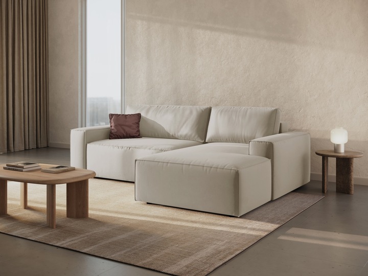 Actual product image Micadoni Velvet Right Corner Sofa With Bed Function And Box, "Jodie", 3 Seats, 246x151x86Made in Europe (Corner sofa)