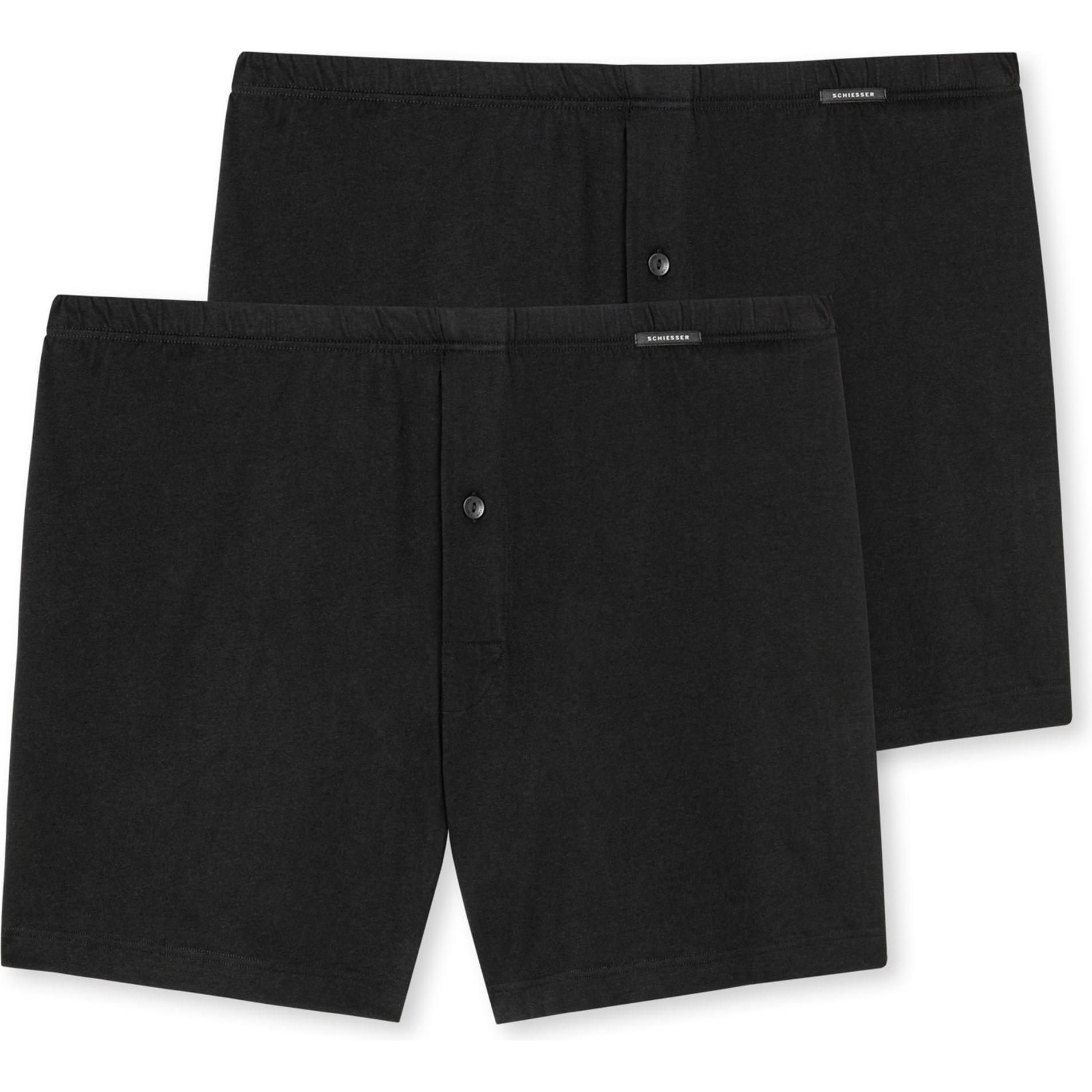 Schiesser, Herren, Unterhosen, 2er Pack Singel-Jersey Boxershorts, Schwarz, (M, 2er Pack)