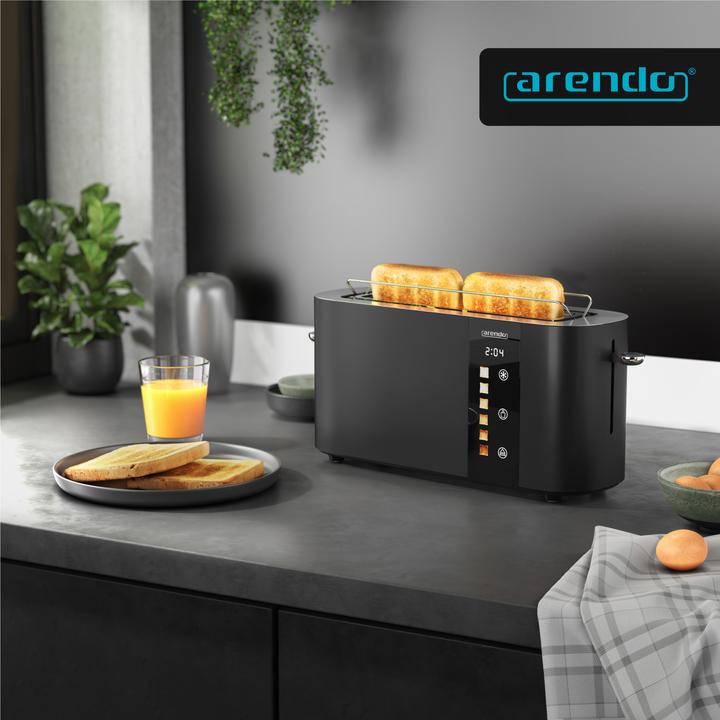 Produktbild Arendo Toaster Edelstahl 2 Scheiben Langschlitz, Bräunungsgrad & Restzeitanzeige, Touch Display, 1000 W