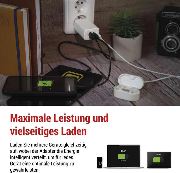 Actual product image Emos USB Wall Charger Gan Pd 65w A2c (65 W, 3 ports)
