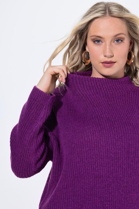 Image du produit Ulla Popken Pull oversized en maille côtelée, col roulé et manches longues (50, 52)