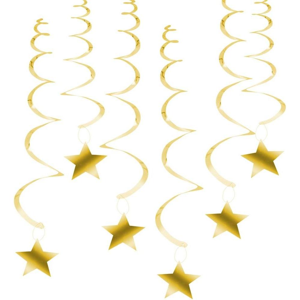 Arpex Wirbelnde Luftschlangen - goldene Sterne, 6 Stk (6 Stk.) (56586748)
