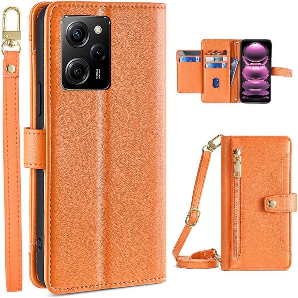 Cover-Discount Xiaomi Poco X5 Pro - Wallet Etui Hülle orange (Xiaomi Poco X5 Pro, Xiaomi Redmi Note 12 Pro 5G), Smartpho...