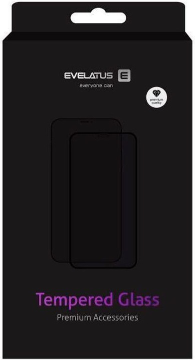 Produktbild Evelatus iPhone 12/12 PRO 6.1 2.5D Big Curved Black Frame (Full Glue) (1 Stück, Apple iPhone 12, Apple iPhone 12 Pro)