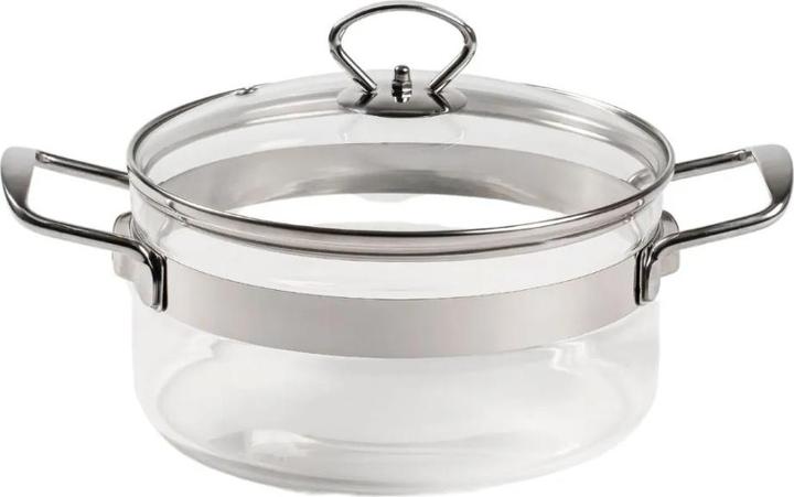 Actual product image Cooking pot (20 cm, Pot, Borosilicate glass, Stainless steel)