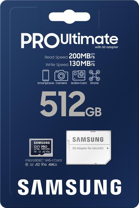Actual product image Samsung PRO Ultimate (512 GB, microSDXC, U3, UHS-I)