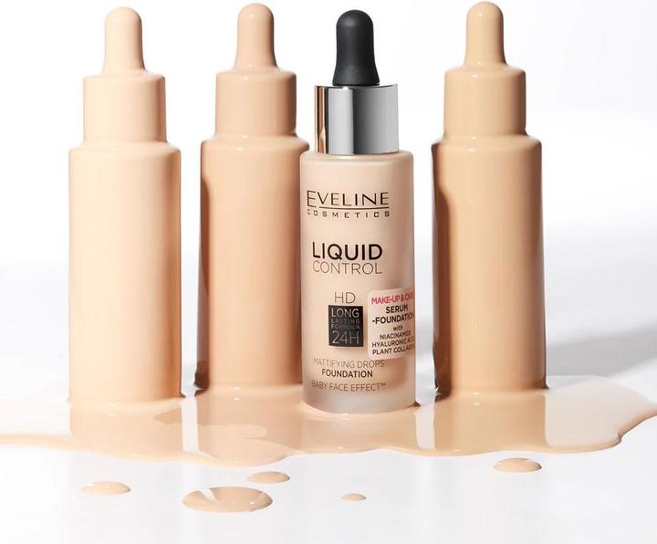 Actual product image Eveline Liquid Control HD Mattifying Drops Foundation matujący podkład do twarzy 002 Soft Porcelain (Soft Porcelain)