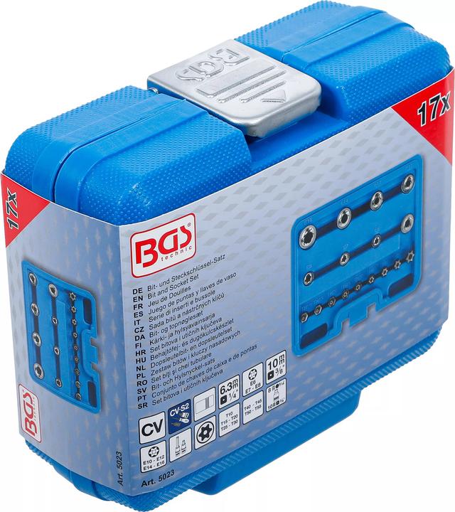 Image du produit BGS Jeu de Douilles profil E / profil T (pour Torx) 17 pièces (Carré intérieur)