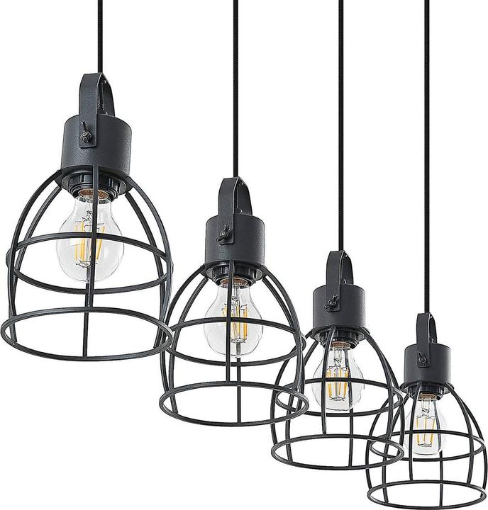Actual product image Lindby Flintos 4 pendant light Black (E27)