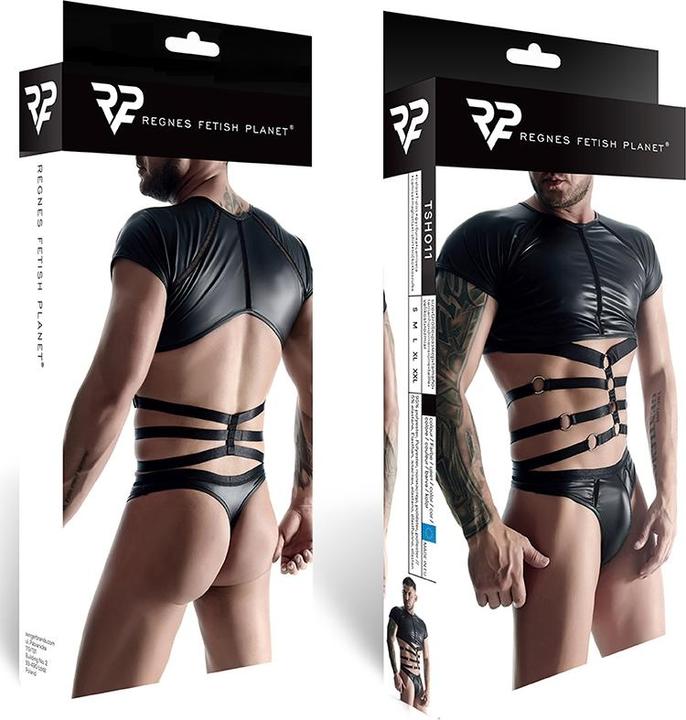 Actual product image Regnes Fetish Planet Wetlook Men's strappy t-shirt (XXL)