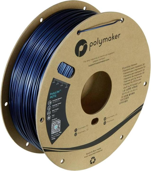Actual product image Polymaker PolyLite PETG Dunkel Blau 1,75 mm 1000 g (PETG, 1.75 mm, 1000 g, Blue)