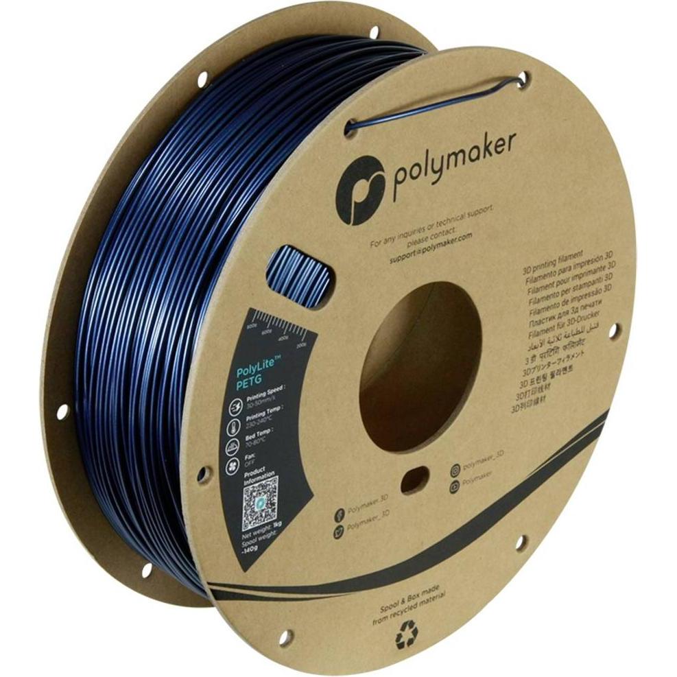 Polymaker PolyLite PETG Dunkel Blau 1,75 mm 1000 g (PETG, 1.75 mm, 1000 g, Blu), Filamenti stampa 3D, Blu