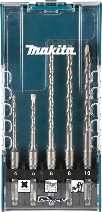Image du produit Makita Jeu de forets à pierre SDS+ 5 pièces (4, 5, 6, 8 mm et 10 mm)