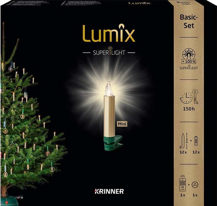 Image du produit Krinner Bougie de Noël à LED pour arbre de Noël - Ensemble de démarrage Superlight (12 x)