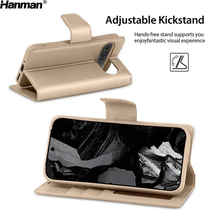 Produktbild Hanman Google Pixel 10 / 10 Pro - Mill Flip Case mit 3 Kartenfächern, gold (Google Pixel 10, Google Pixel 10 Pro)