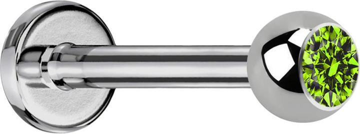 Actual product image Star Piercing Labret silver with ball crystal light green (Titanium, without brass)